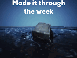 A Picture Of An Ice Cube In The Water With The Caption Made It Through The Week GIF
