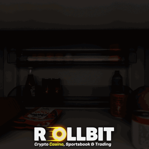 A Picture Of An Open Refrigerator With The Words Rollbit On The Bottom GIF