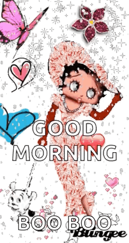 A Picture Of Betty Boop With The Words Good Morning Boo Boo GIF