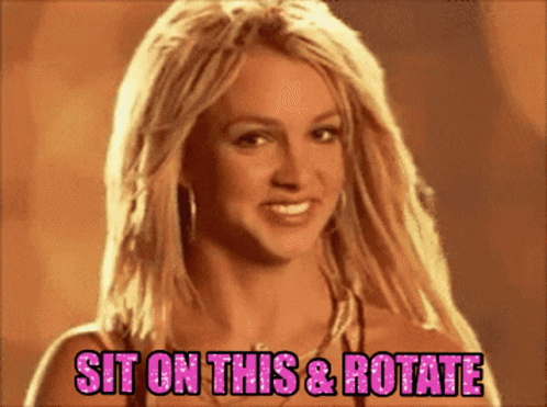 A Picture Of Britney Spears With The Words Sit On This & Rotate GIF