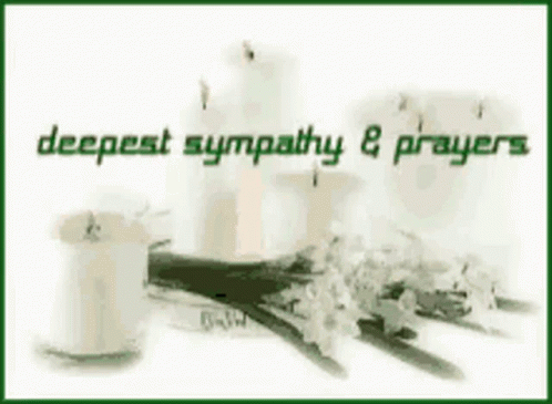 a picture of candles and flowers with the words " deepest sympathy & prayers "