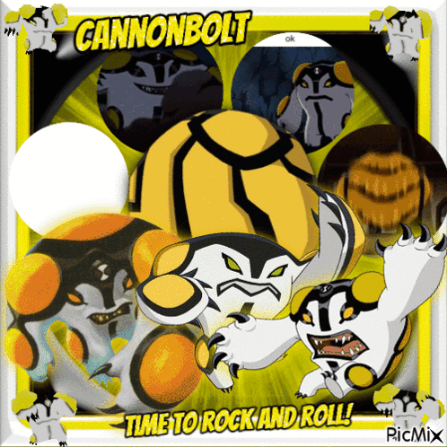 A Picture Of Cannonbolt From Ben 10 With The Words Time To Rock And Roll GIF