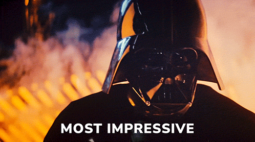A Picture Of Darth Vader With The Words Most Impressive Written Below Him GIF