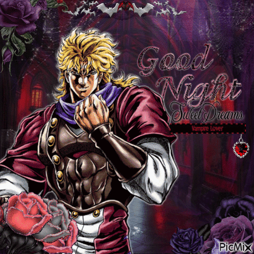 A Picture Of Dio From Jojo 'S Bizarre Adventure Wishing You A Good Night GIF