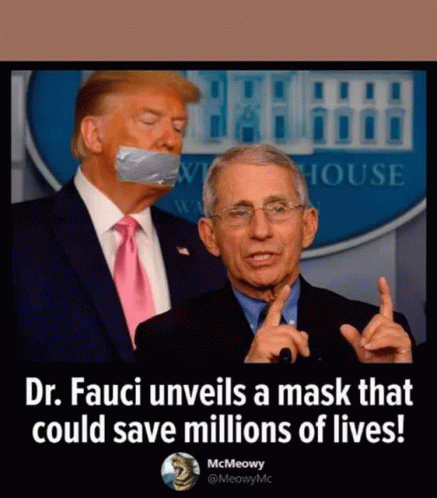 A Picture Of Donald Trump And Dr. Fauci With Duct Tape On Their Mouths . GIF