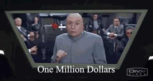A Picture Of Dr. Evil Giving A Speech With The Words One Million Dollars Above Him GIF