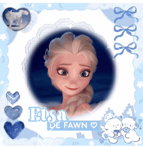 A Picture Of Elsa From Frozen Is Surrounded By Hearts GIF
