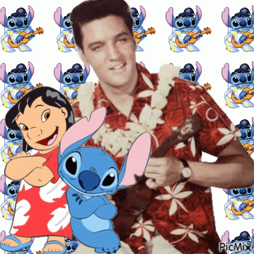 A Picture Of Elvis Presley And Lilo And Stitch With The Caption Picmix GIF