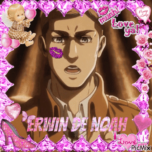 A Picture Of Erwin De Noah With A Pink Frame GIF