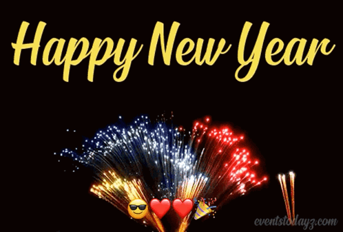 A Picture Of Fireworks With The Words Happy New Year GIF