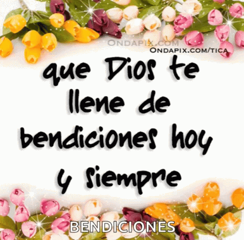 A Picture Of Flowers And The Words Que Dios Te Llene De Bendiciones Hoy Y Siempre Bendiciones GIF