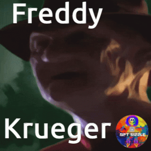 A Picture Of Freddy Krueger With A Nft Sizzle Logo GIF
