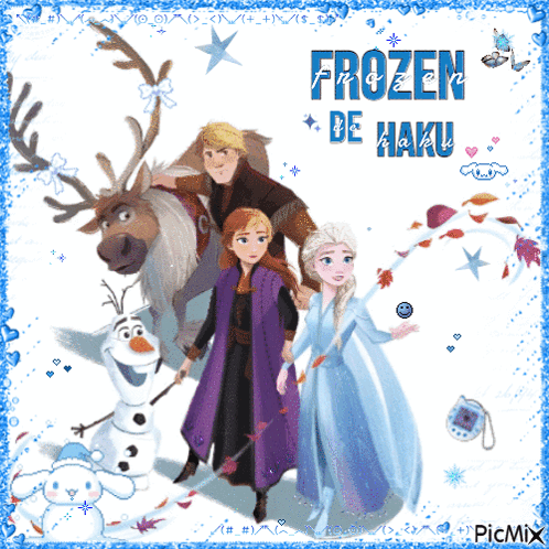 A Picture Of Frozen Characters With The Words Frozen De Haku On The Bottom GIF
