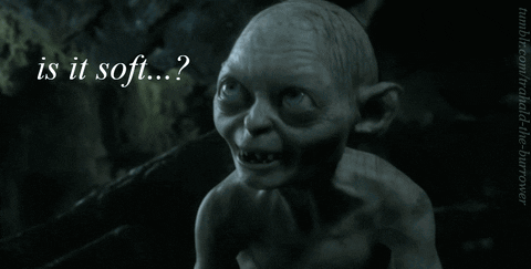 A Picture Of Gollum With The Words " Is It Juicy " Below Him GIF