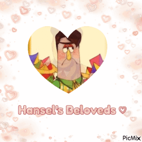 A Picture Of Hansel 'S Beloveds With Hearts Around It GIF