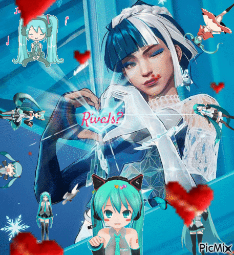 A Picture Of Hatsune Miku With The Words Rivals On It GIF