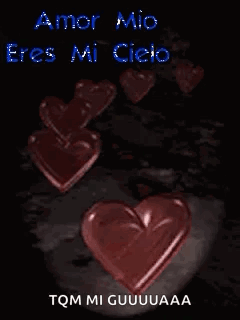 A Picture Of Hearts With The Words Amor Mio Eres Mi Cielo GIF