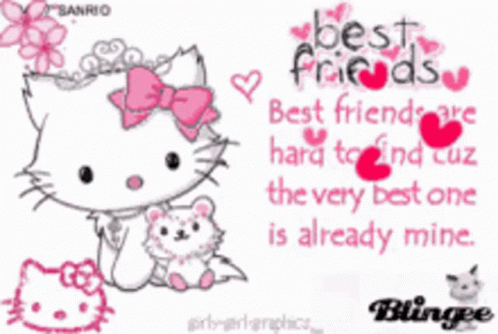 A Picture Of Hello Kitty With A Quote About Best Friends GIF