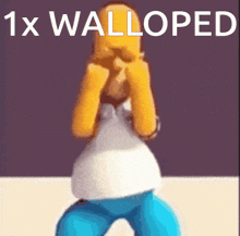 A Picture Of Homer Simpson With The Words 1X Walloped On The Bottom GIF