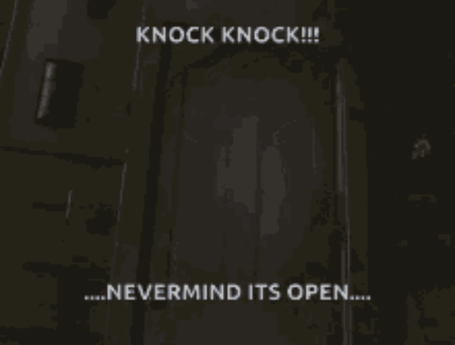 A Picture Of Jason Voorhees With The Words " Knock Knock " Above Him GIF