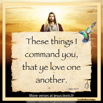 A Picture Of Jesus Holding A Piece Of Paper That Says " These Things I Command You " GIF