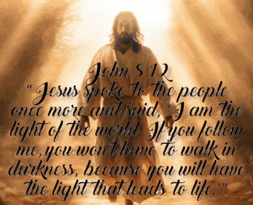 A Picture Of Jesus With The Words " Jesus Spoke To The People Once More And Said " GIF