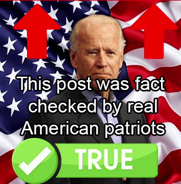 A Picture Of Joe Biden With The Caption " This Post Was Fact Checked By Real American Patriots True " GIF