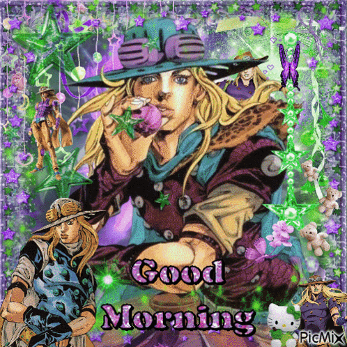 A Picture Of Jojo 'S Bizarre Adventure With The Words Good Morning GIF