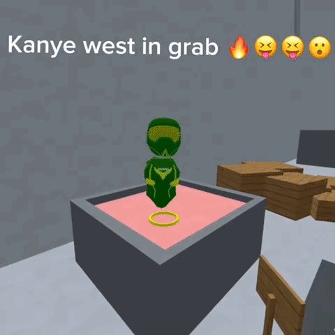 A Picture Of Kanye West In Grab With Flames And Smiley Faces GIF