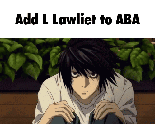 A Picture Of L Lawliet With The Words Add L Lawliet To Aba GIF