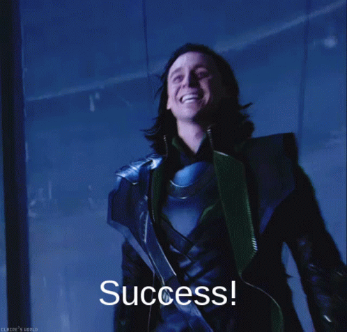 A Picture Of Loki With The Words Success Written On It GIF