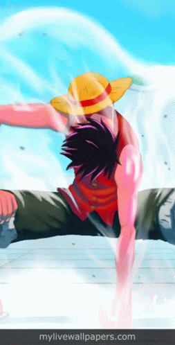 A Picture Of Luffy From One Piece With The Website Mylivewallpapers.com GIF