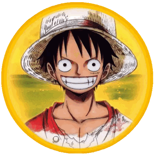 a picture of monkey d luffy from one piece with a yellow background