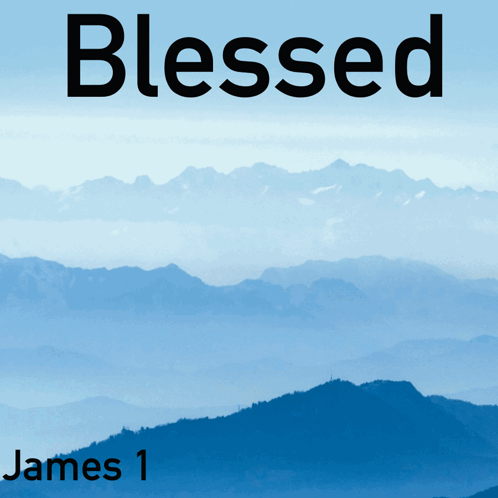 A Picture Of Mountains With The Word Blessed On It GIF