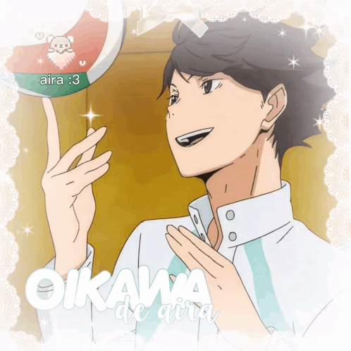 A Picture Of Oikawa De Aira With A Volleyball GIF