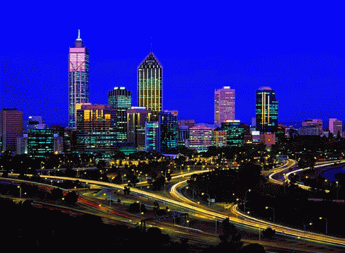 A Picture Of Perth Skyline Western Australia Is Shown GIF
