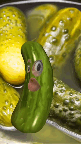 A Picture Of Pickles With A Pickle With A Face GIF