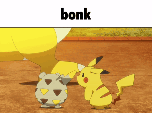 Pikachu Next To Egg With Bonk Text GIF