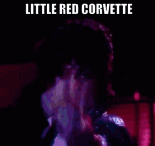 A Picture Of Prince With The Words Little Red Corvette GIF