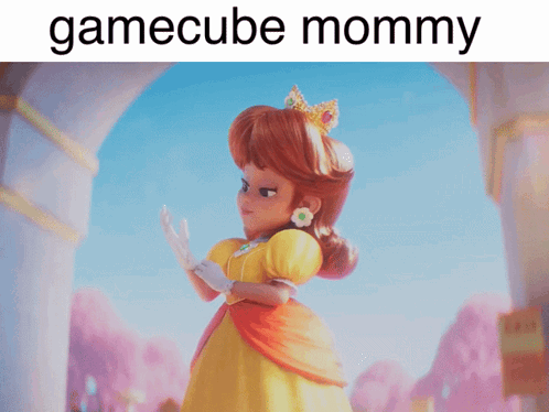 A Picture Of Princess Daisy With The Words Gamecube Mommy Above Her GIF