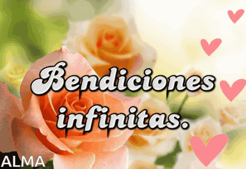 A Picture Of Roses With The Words Bendiciones Infinitas On It GIF