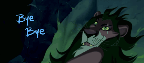 A Picture Of Scar From The Lion King With The Words Bye Bye Above Him GIF