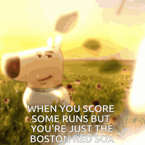 A Picture Of Snoopy With The Words When You Score Some Runs But You 'Re Just The Boston Red Sox On The Bottom GIF