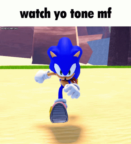 A Picture Of Sonic The Hedgehog With The Words Watch Yo Tone Mf On The Bottom GIF