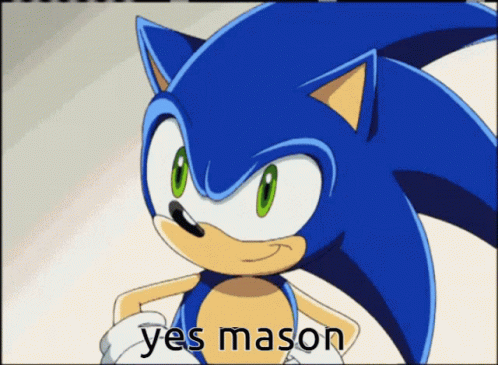 A Picture Of Sonic The Hedgehog With The Words Yes Mason Above Him GIF