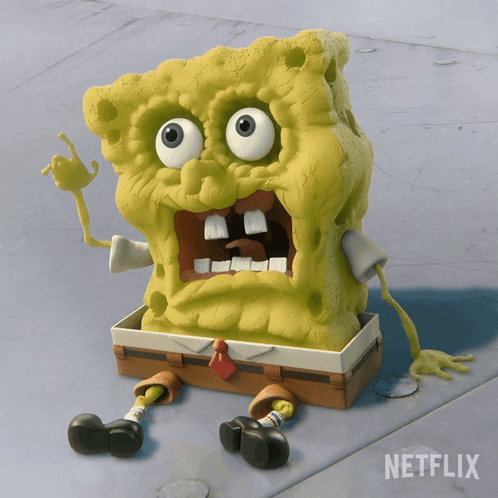 A Picture Of Spongebob From Netflix With A Very Ugly Face GIF