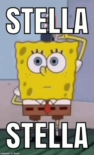 A Picture Of Spongebob With The Words Stella Stella GIF