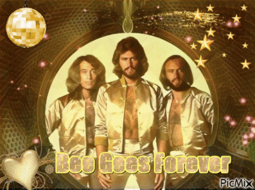 A Picture Of The Bee Gees With The Words Bee Gees Forever GIF