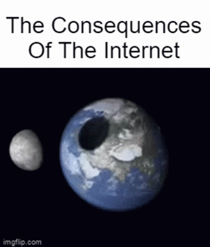 a picture of the earth with a hole in it and the words " the consequences of the internet "