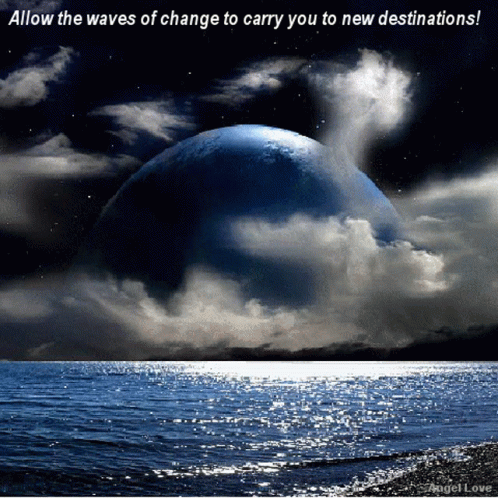 Earth With Waves Of Change Text GIF